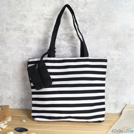 Сумка пляжная на молнии 32х42х9см / JN004/1 /уп 1/черная