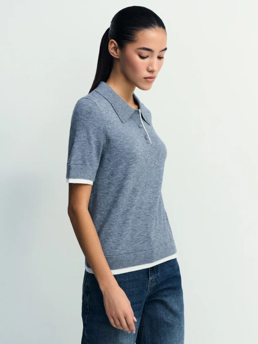 Джемпер поло из вискозы с короткими рукавами / Zarina фото 5