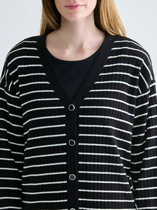 V Yaka ?izgili Kad?n Triko H?rka