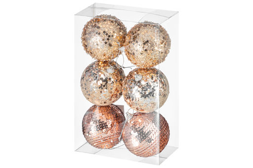 Набор 6 новогодних шаров 8*8 см Шампань - Elan gallery фото 6