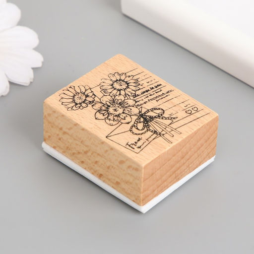 Печать дерево, резина «Письмо с маргаритками», 5×4×2.5 см