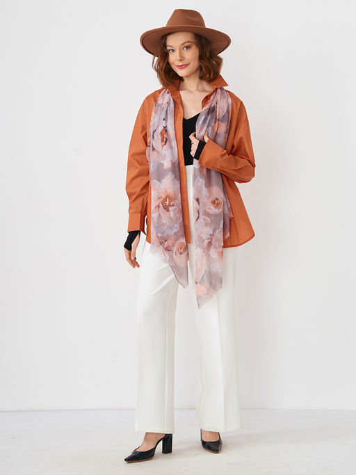 Большой, мягкий, тонкий и очень нежный двусторонний палантин с рисунком в стиле арт-деко - Tantino фото 3