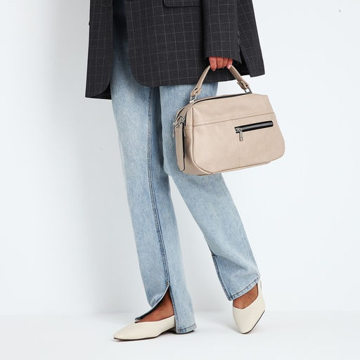Сумка-саквояж на молнии, цвет бежевый - Simaland фото 3