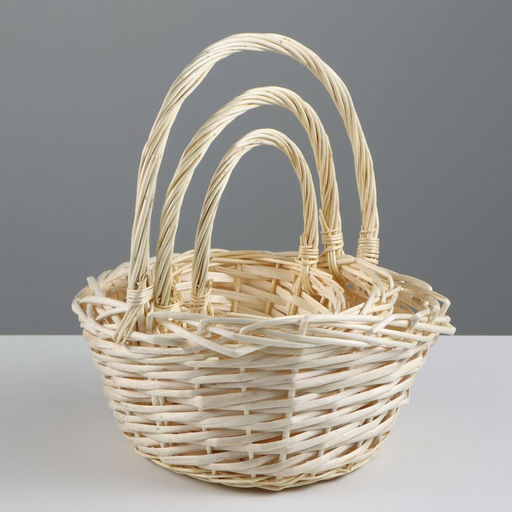 Набор корзин плетёных, 3 шт., 24×12×12/29 см, 19×10×10/25 см, 15×9×9/20 см, ива