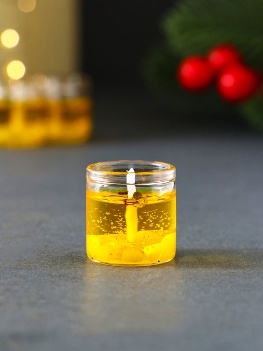 Цена за 2 шт. Свечи гелевые «Счастливого Нового года», 3 шт., золотые, 2.5×2.5×2.5 см