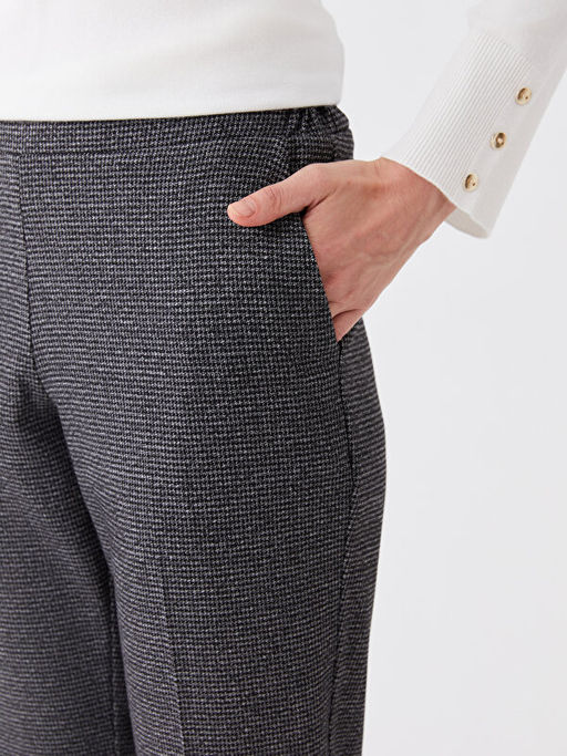 Beli Lastikli Ekose Kad?n Pantolon