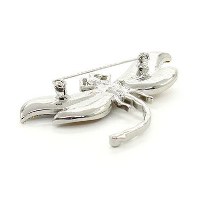 Брошь "Стрекоза-3" перламутр бежевый и гелиотис