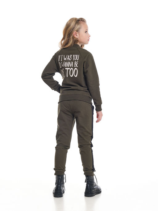 Спортивный костюм для девочки на молнии UD 7728 зелен-хаки - Mini maxi фото 13