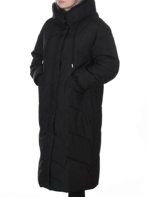 8883 BLACK Пальто зимнее женское (150 гр. холлофайбер)
