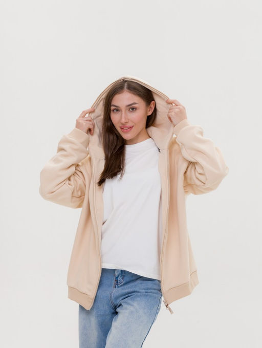 308 Зип толстовка оверсайз, беж - Knitka wear фото 5