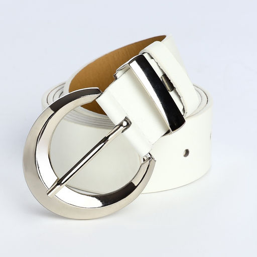 Ремень женский с винтом, 110×3.3 см, пряжка металл, серебристая, белый