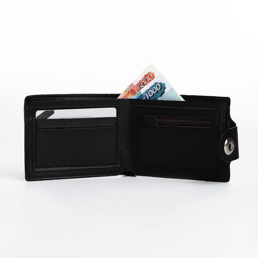 Портмоне мужское на магните, отдел для купюр, для карт, для монет, цвет чёрный - Simaland фото 2