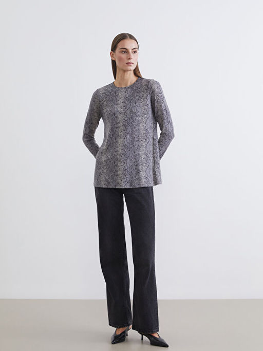 Bisiklet Yaka Desenli Bluz