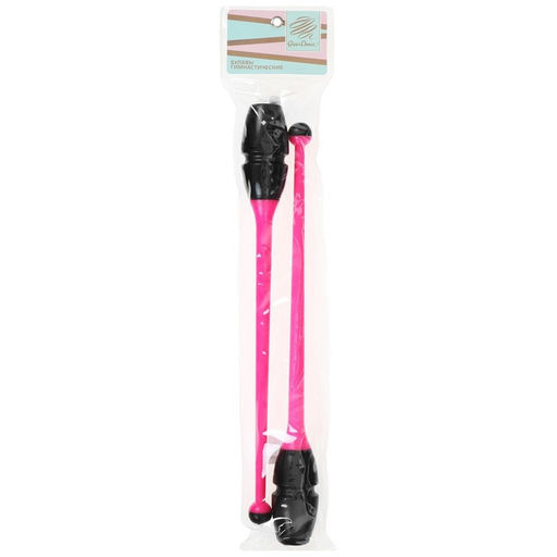 Булавы гимнастические вставляющиеся Grace Dance, 46 см, цвет чёрный/розовый  фото 7