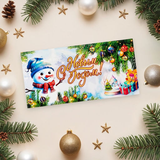 Цена за 10 шт. Конверт для денег «С Новым Годом!», 16×8 см