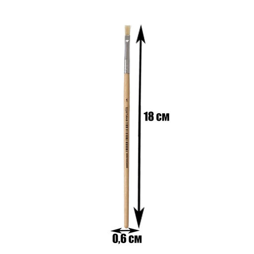 Цена за 10 шт. Кисть щетина плоская № 1 ручка дерево (международный размер)