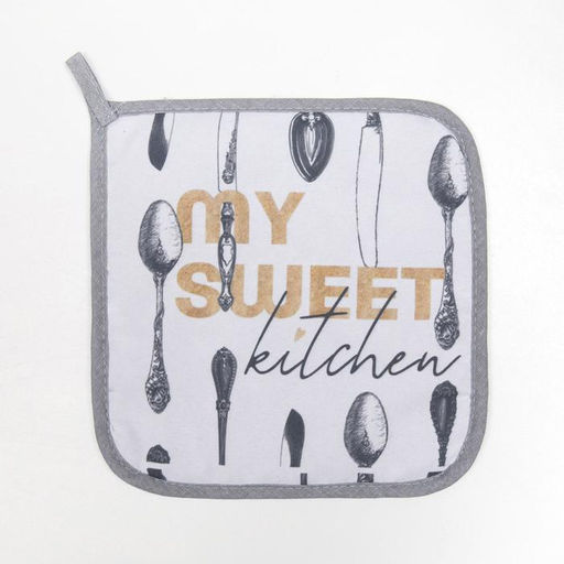 Прихватка Доляна Приборы 17х17см габардин, 35% х/л, 65% п/э, ватин 250г/м2  фото 2