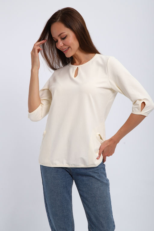 Кофта женская из футера 2-н Анфиса молочный