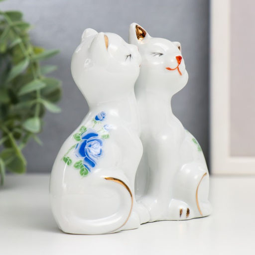 Фигурка керамика «2 котёнка в цветочек», 9.5×4.5×10.6 см