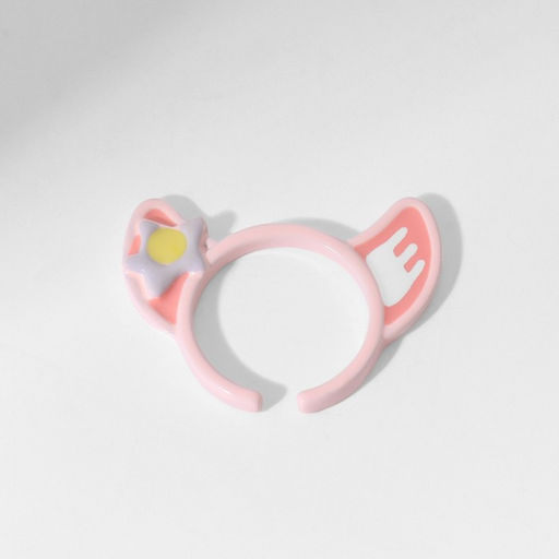 Цена за 2 шт. Кольцо «Монстрик» уши, цвет бело-розовый, безразмерное