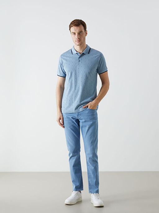 Polo Yaka K?sa Kollu Desenli Pike Erkek Ti??rt