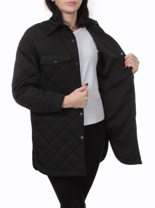 H24-002 BLACK Куртка демисезонная женская (100 гр. холлофайбер)