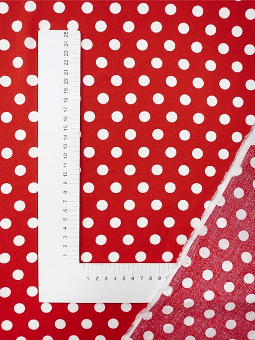 Штапель Белый горох (11мм) цв.красный, ш.1.45м, вискоза-100%, 95гр/м.кв - Купава фото 6