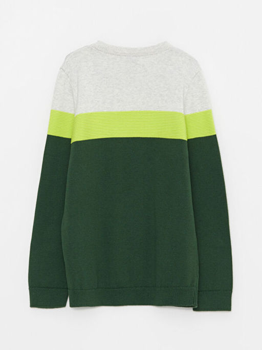 Bisiklet Yaka Renk Bloklu Uzun Kollu Erkek ?ocuk Triko Kazak - Waikiki фото 2