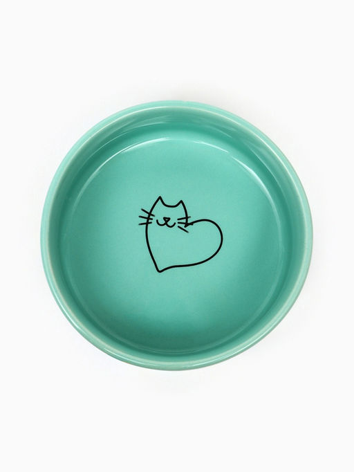 Миска керамическая Котик сердечко 250 мл - 11.511.54.5 см, мятная - Пижон фото 3