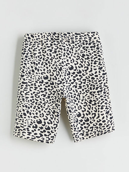 Beli Lastikli Leopar Desenli K?z ?ocuk K?sa Tayt