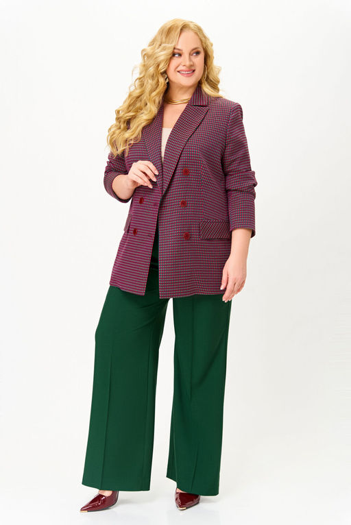 Жакет Swallow 816 Зелёно-бордовая мелкая гусиная лапка фото 8