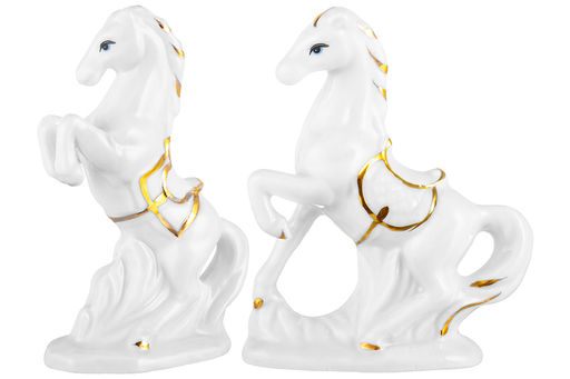 Набор фигурки декоративные 2 пр. 5,5*3*8,5 см, 6,5*2,5*8,5 см Лошади белая с золотом, фарфор - Elan gallery фото 5