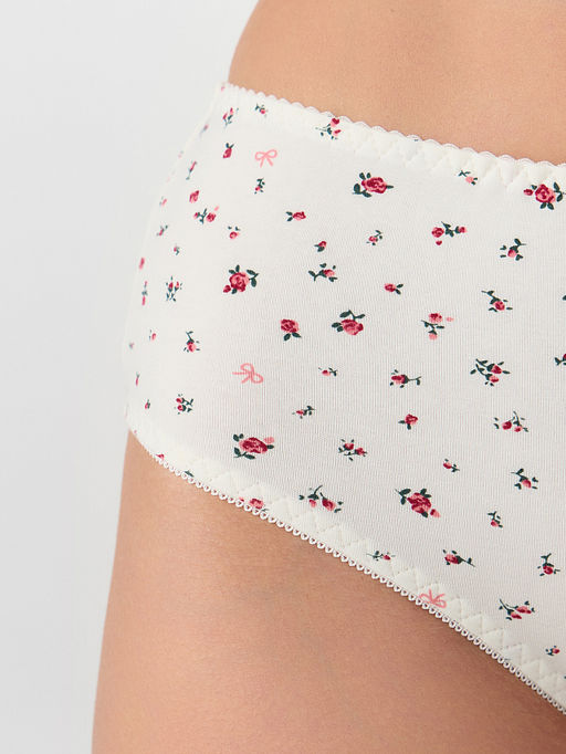 Цена за 2 штуки! Трусы макси женские бежевые с цветочным принтом - Mark formelle фото 5