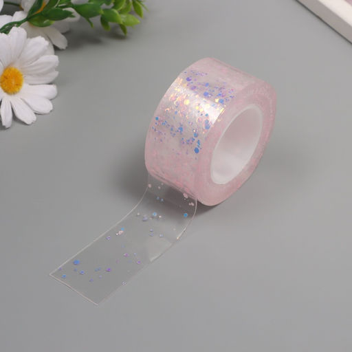 Клейкая нано-лента декоративная силикон «Сияние. Розовый», 3 см, дл. 3 м, 6.8×6.8×3 см