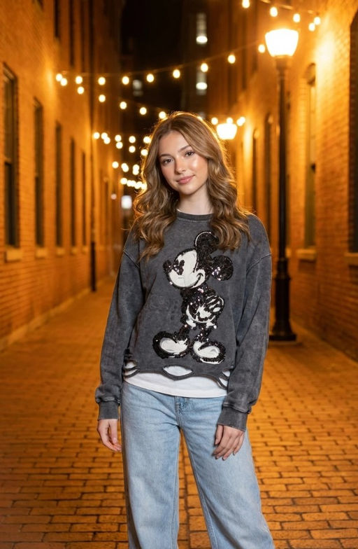 K13340 Свитшот с пайетками ЧЕРНЫЙ