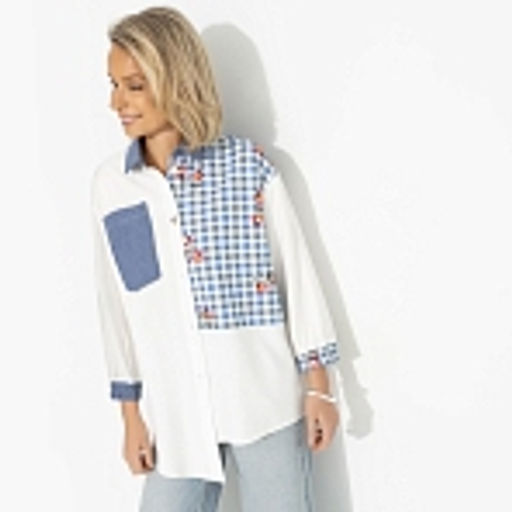 Рубашка комбинированная, Жемчужина образа (white) - Charutti фото 16