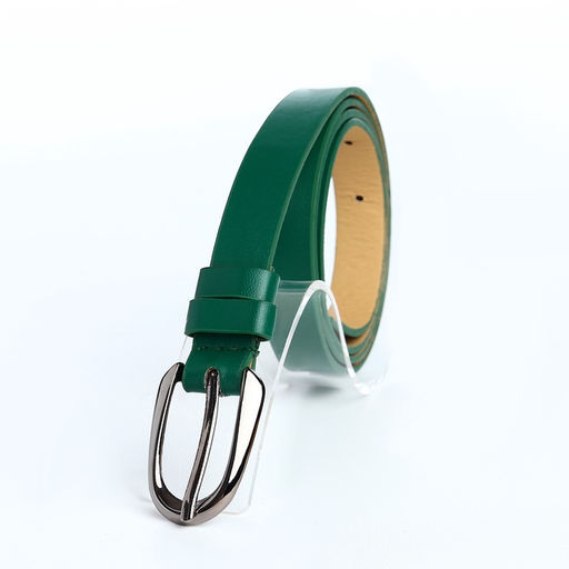 Ремень женский тонкий, 110×1.6 см, пряжка тёмный металл, зелёный
