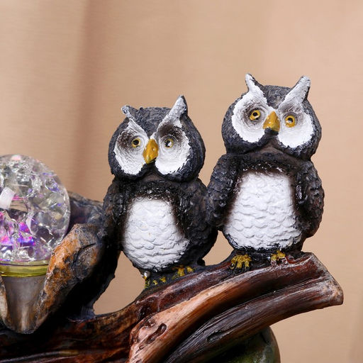 Фонтан настольный «Две совы у камня», 20.5×27 см, с подсветкой