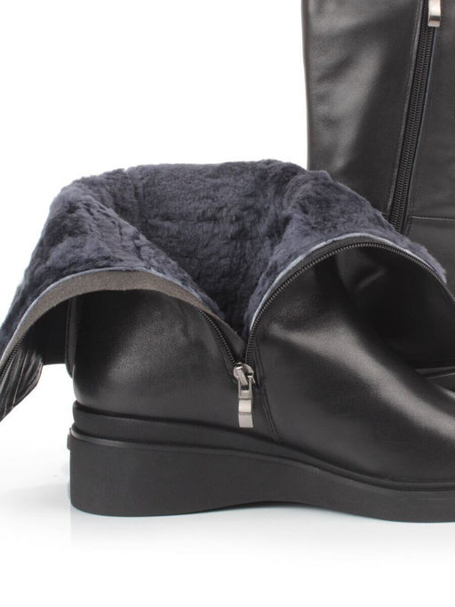 Z4213M BLACK Полусапоги зимние женские (натуральная кожа, натуральный мех)