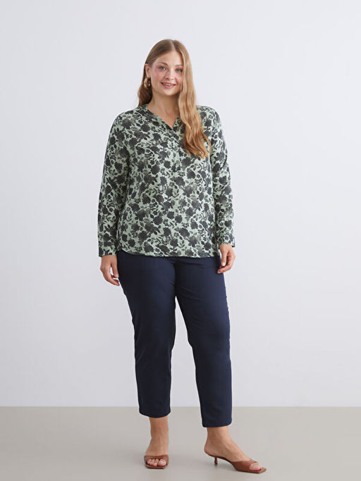 Ka??k Yaka ?i?ekli Bluz