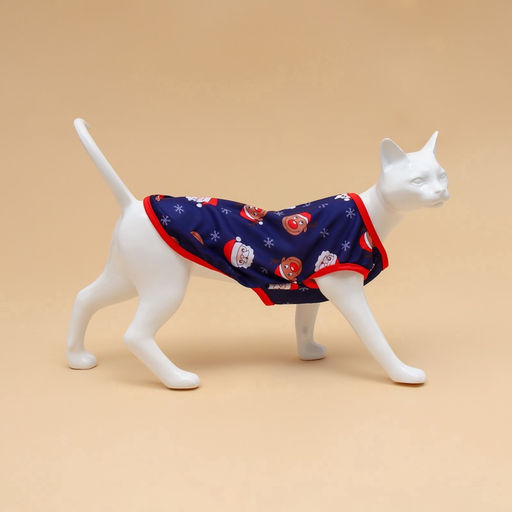 Майка для животных Новогодняя ночь, размер M (ДС 30, ОШ 30, ОГ 40 см), синяя - Пижон фото 3