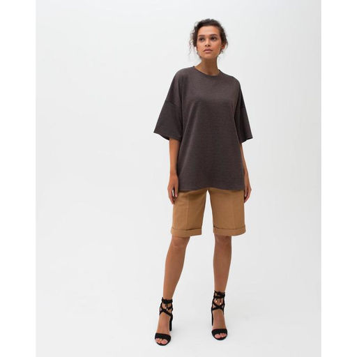Футболка женская MINAKU OVERSIZE FIT: цвет коричневый, р-р 42