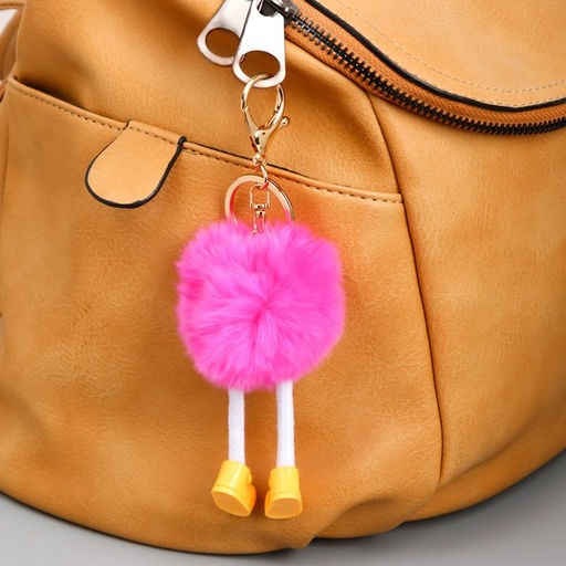 Пушистик на кольце с карабином Чудик с длинными ножками в ботинках ярко-розовый - Simaland фото 2