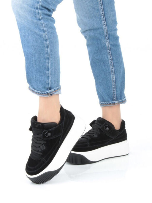 05-A501-1 BLACK Кроссовки женские (натуральная замша)