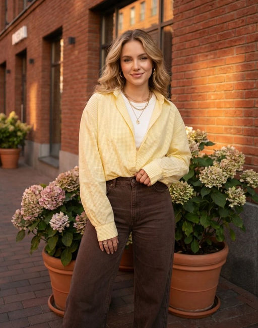 K13475 Рубашка и майка OVER SIZE СВ_ЖЕЛТЫЙ