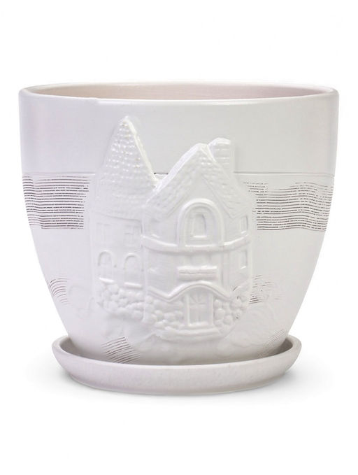 Набор горшков цветочный поддоном 4 шт 0,6 / 1,4 / 2,5 / 5 л керамика белый Галандия