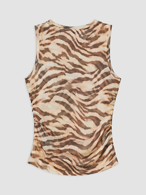 Bisiklet Yaka Zebra Desenli B?zg?l? Bluz
