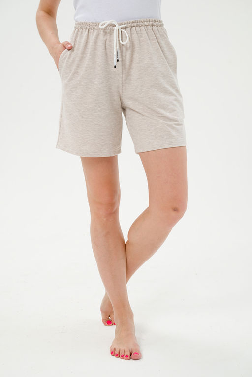 Шорты женские из футера Таиланд бежевый меланж - Амадэль фото 2