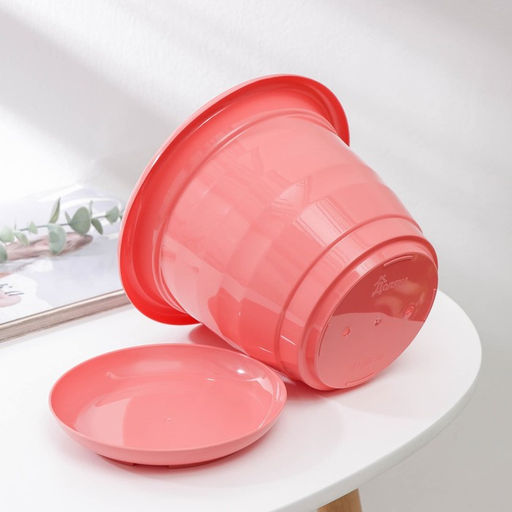 Горшок для цветов с поддоном Доляна «Арена», 2 л, пластиковый цвет коралловый