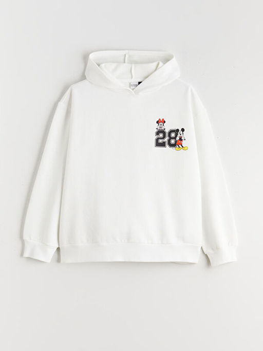 Kap??onlu Minnie Mouse Bask?l? K?z ?ocuk Sweatshirt